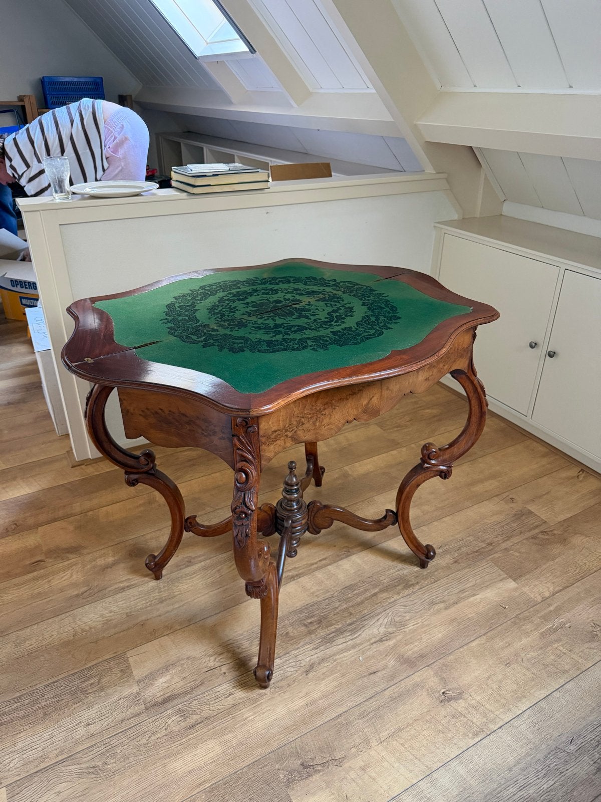 Antieke Willem III / Biedermeier Speeltafel - Notenhout, Antiek en Kunst, Ophalen