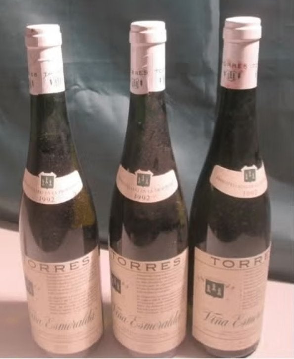 3x Spaanse Wijn - Torres Vina Esmeralda blanco - 1992, Spanje, Nieuw, Ophalen of Verzenden, Witte wijn