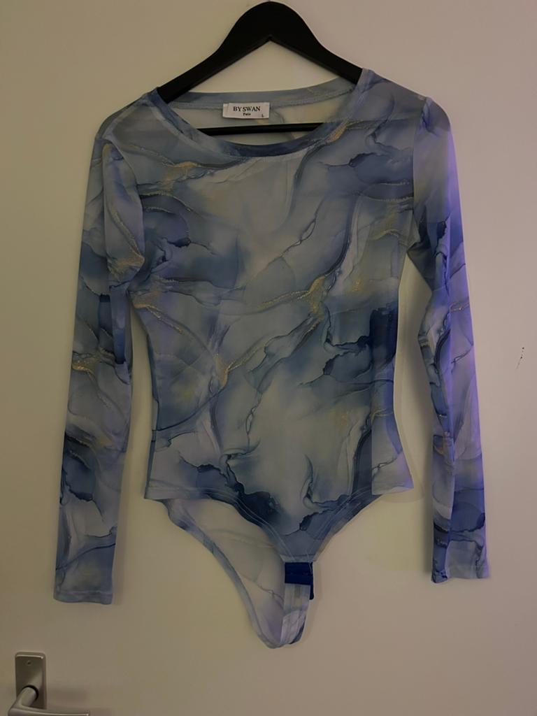 By Swan body body glitter blauw, maat L, Kleding | Dames, Ophalen of Verzenden, Nieuw, Blauw, Lange mouw