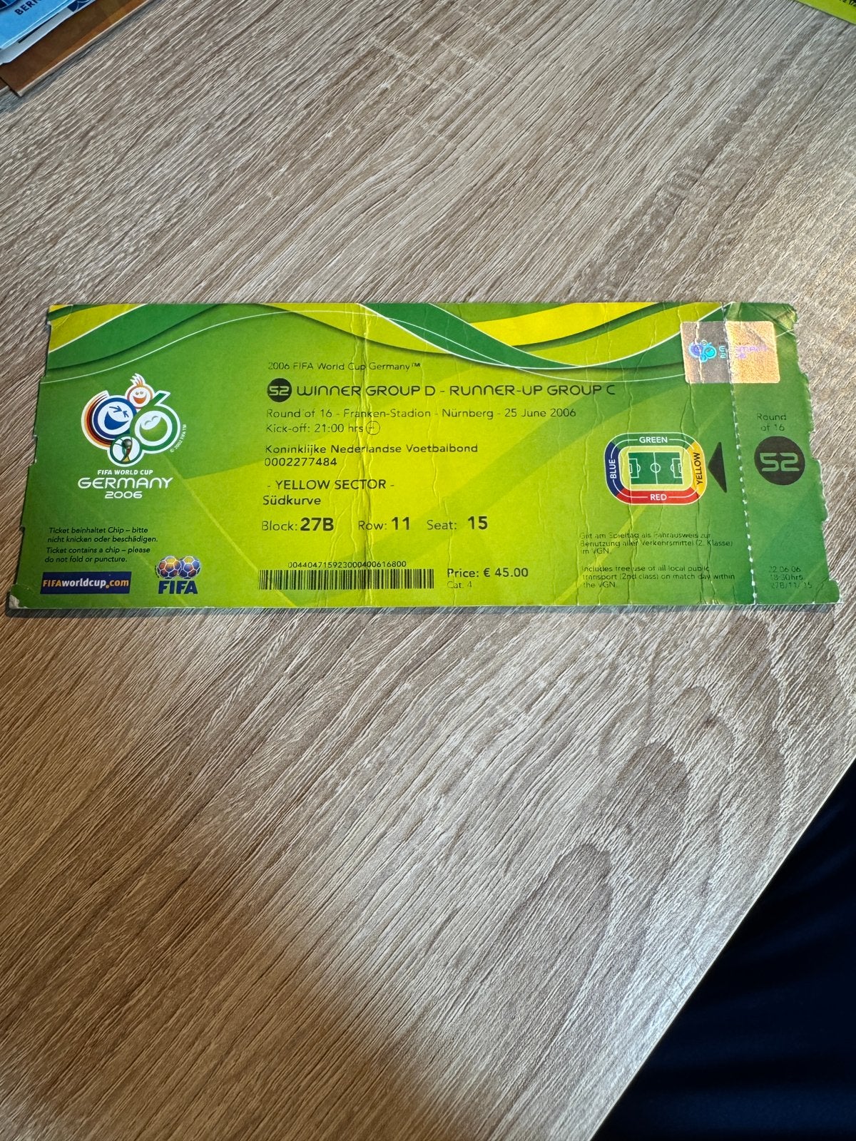 WK2006 Portugal - Nederland Ticket, Ophalen of Verzenden, Gebruikt, Overige binnenlandse clubs