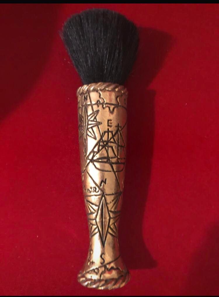 Vintage Poederkwast Powder brush Uit Monaco Koper 1980, Gehele gezicht, Nieuw, Ophalen of Verzenden, Goud