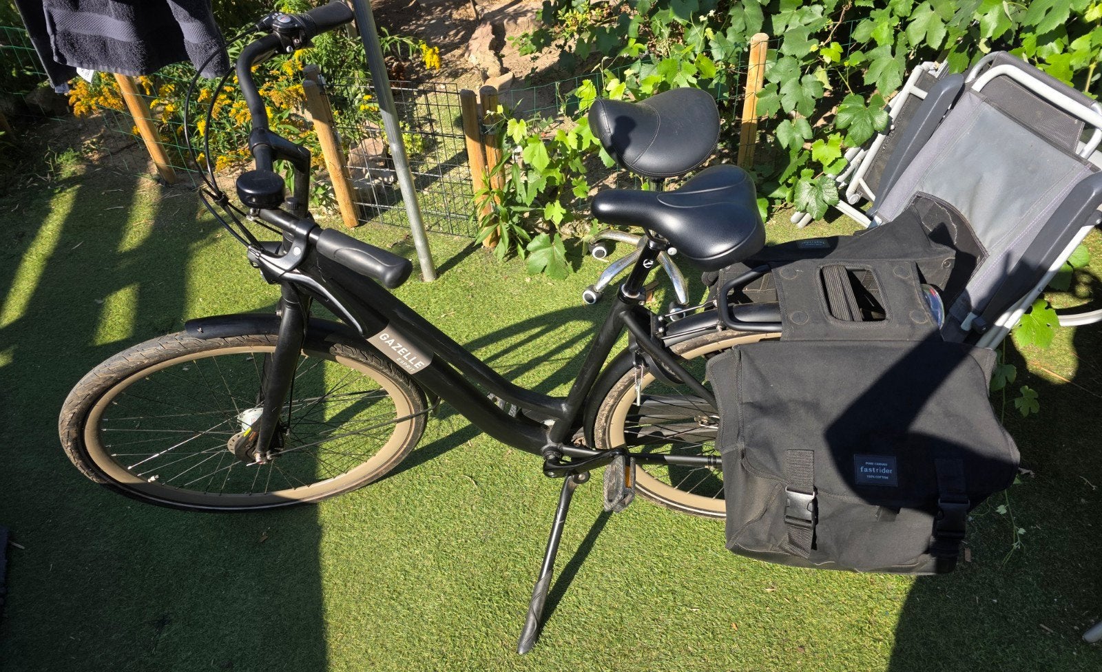 Gazelle damesfiets met lage instap en fietstassen, Ophalen, Velgrem, 47 tot 50 cm, Gazelle