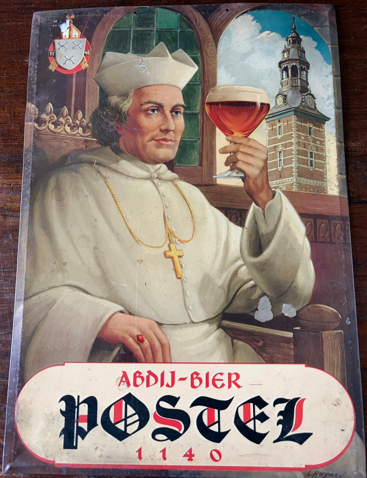 Postel Abdijbier, Ophalen of Verzenden, Gebruikt, Reclamebord