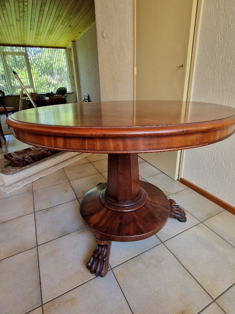 Strak gepolitoerde antieke eettafel met 4 stoelen, Ophalen