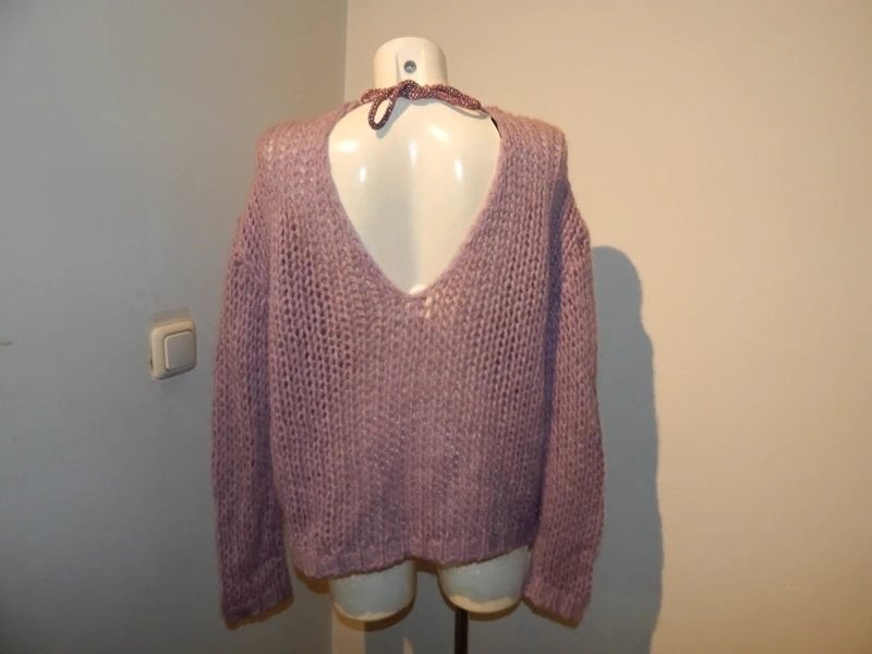 Essentiel Antwerp paarse grof gebreide trui glitter draad L, Verzenden, Paars, Maat 42/44 (L), Zo goed als nieuw