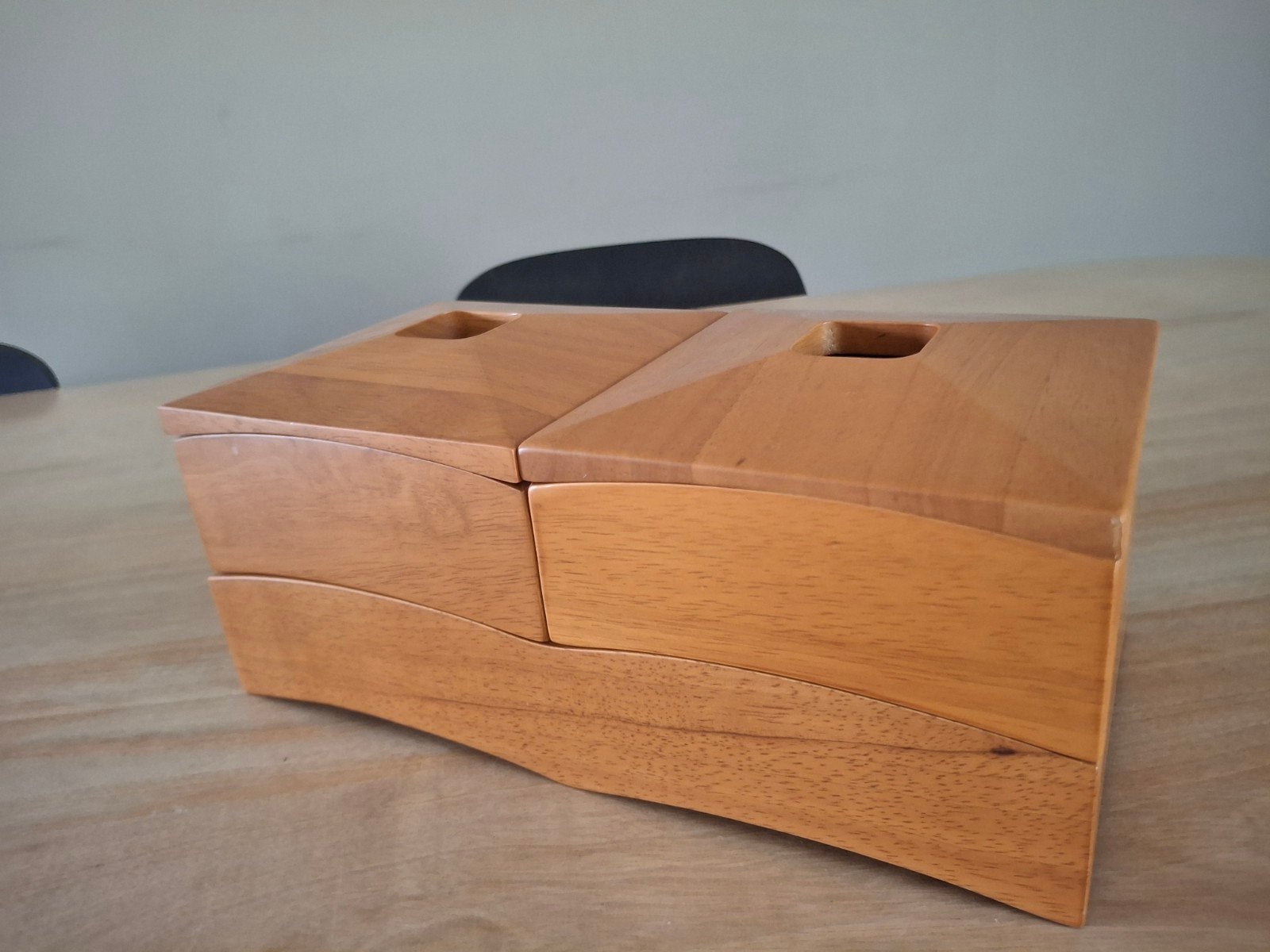 Vintage Art Deco Massief Houten Sieradendoos, Antiek en Kunst, Ophalen of Verzenden