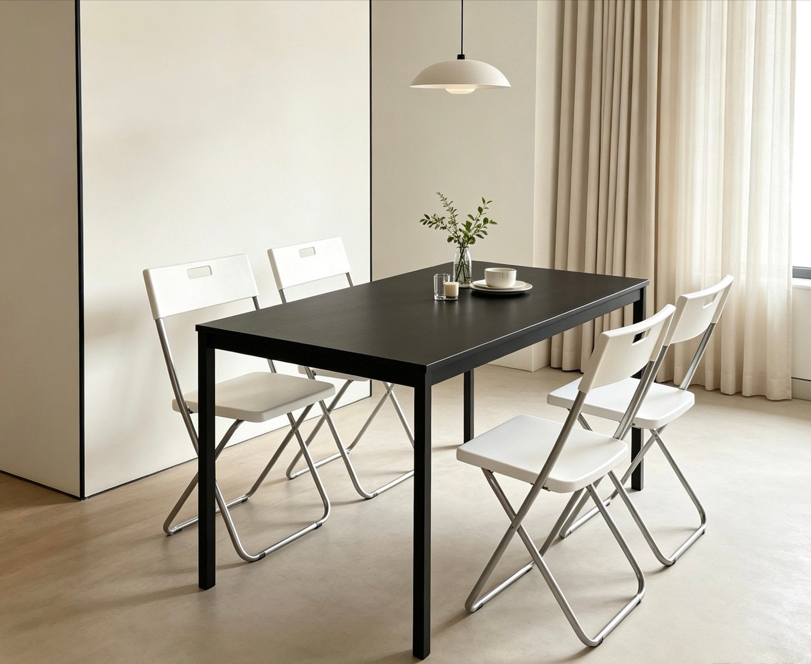 IKEA TÄRENDÖ eettafel met 4 IKEA JEFF klapstoelen, Ophalen, Gebruikt, 100 tot 150 cm, 50 tot 100 cm