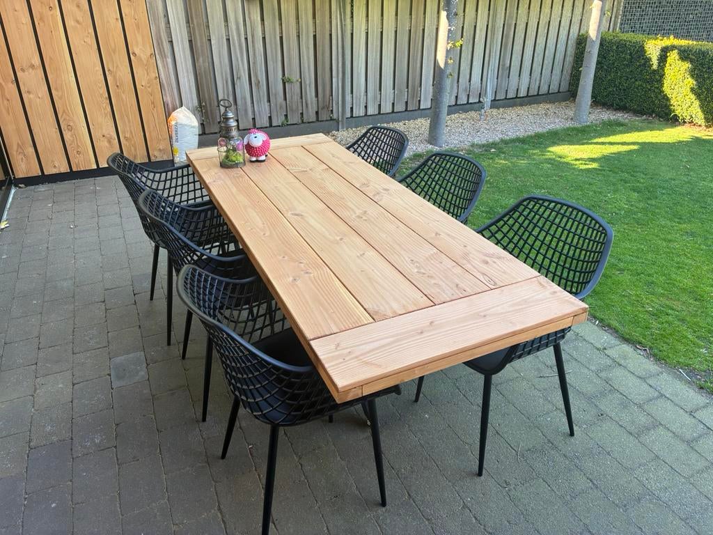 Tuintafel zes acht personen zwart onderstel, Ophalen, Eettafel, Nieuw, 8 zitplaatsen