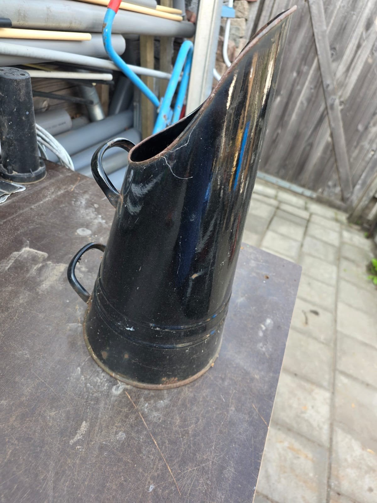 Antieke kolenkit - Zwart geëmailleerd, Antiek en Kunst, Ophalen of Verzenden