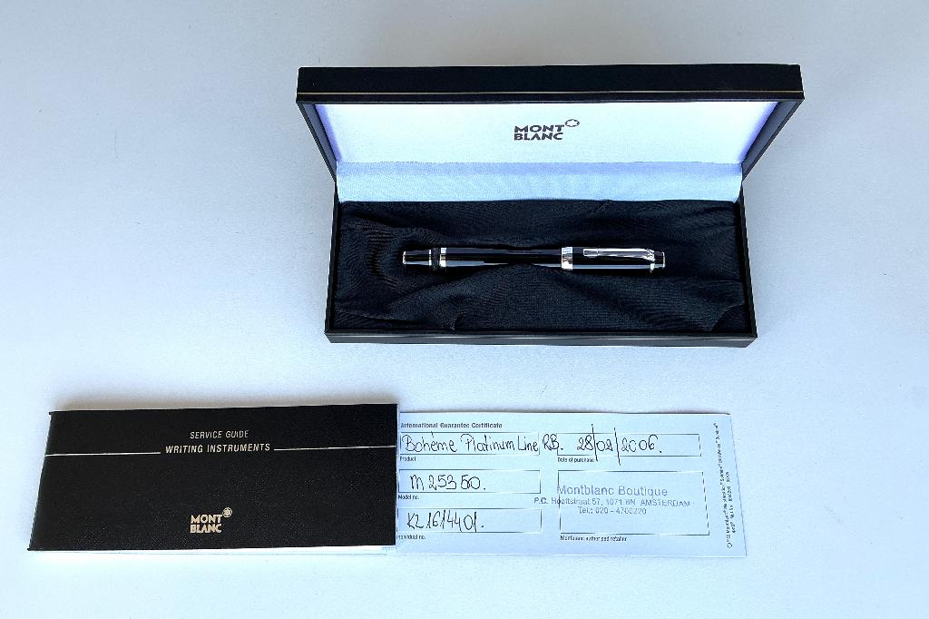 Montblanc Boheme Platinum Black Rollerball Fineliner, Ophalen of Verzenden, Zo goed als nieuw, Fineliner, Mont Blanc