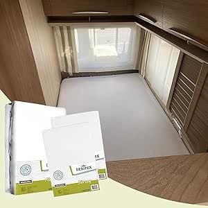 Textielpakket Frans bed - 1 molton met 2 hoeslakens - links, Caravans en Kamperen, Caravan accessoires, Dexitex.nl, Verzenden