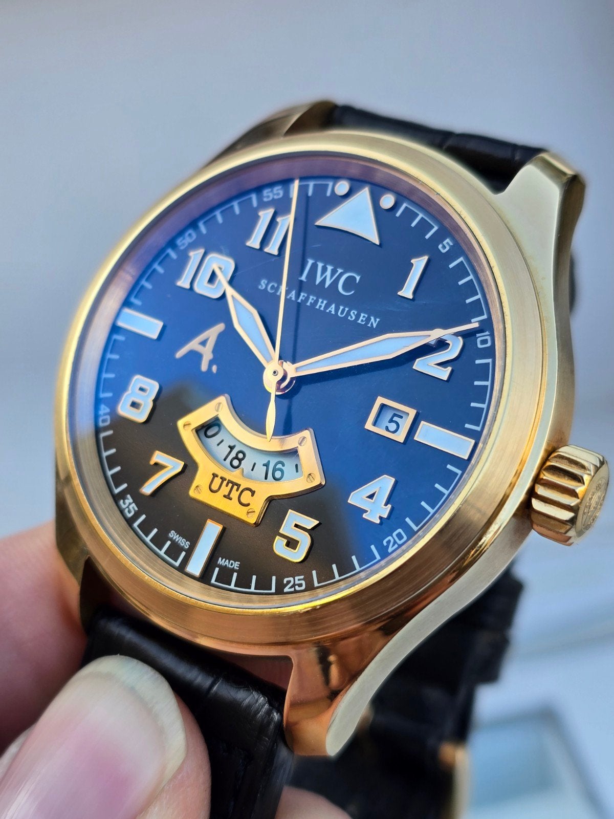 Iwc Utc saint exupery 18krt roségoud limited edition, Overige merken, Leer, Polshorloge, Ophalen of Verzenden