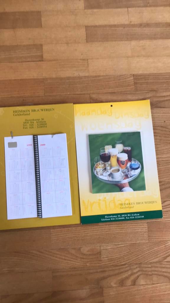 2 oude kalenders Heineken, Verzamelen, Biermerken, Ophalen of Verzenden, Nieuw, Heineken