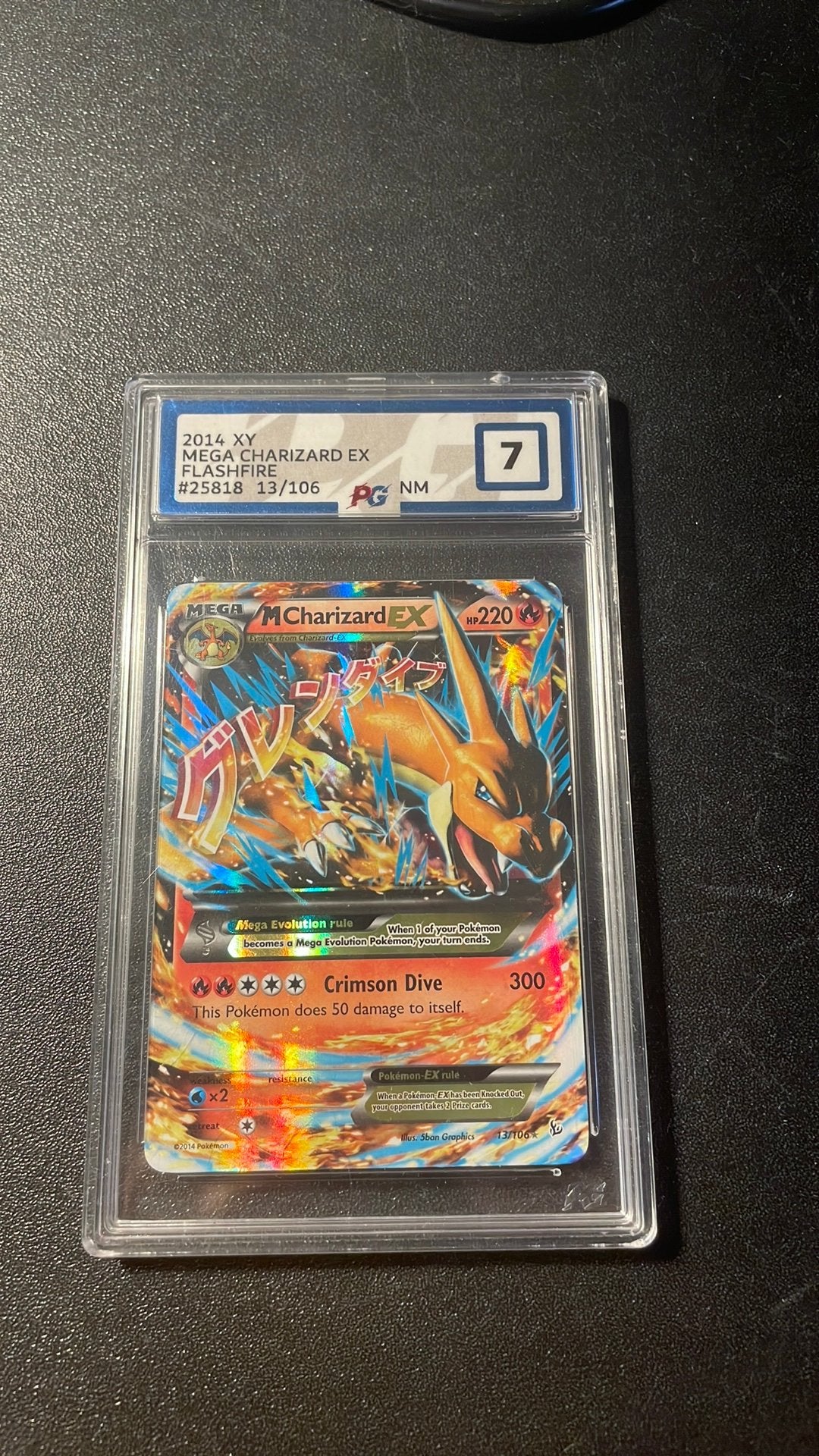 Pokemon mega charizard ex grade 7, Verzenden, Gebruikt, Losse kaart