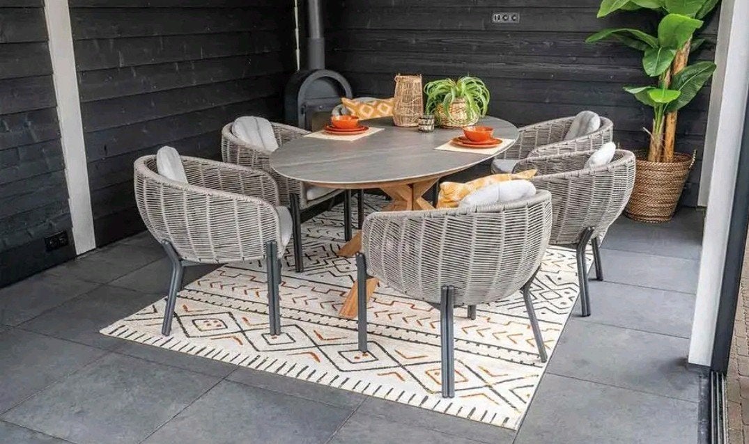 6 STUKS GARDEN IMPRESSIONS DININGSTOELEN ROPE TAUPE, Ophalen, Nieuw