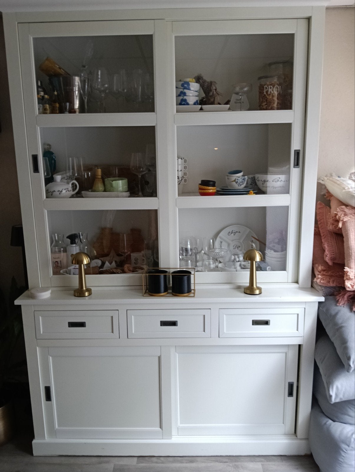 witte vitrinekast, Ophalen, Gebruikt, 200 cm of meer, 150 tot 200 cm