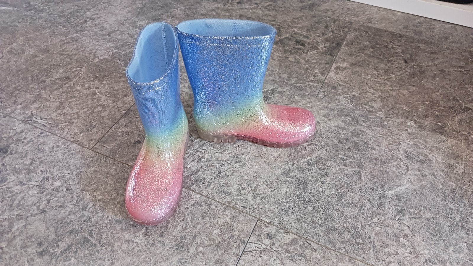 Regenlaarzen maat 30 glitter regenboog met licht, Meisje, Ophalen of Verzenden, Laarzen, Zo goed als nieuw