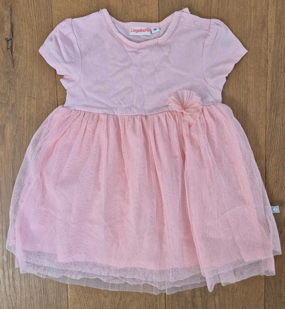 Roze jurk met tule rok en glitters - Liegelind mt 86, Ophalen of Verzenden