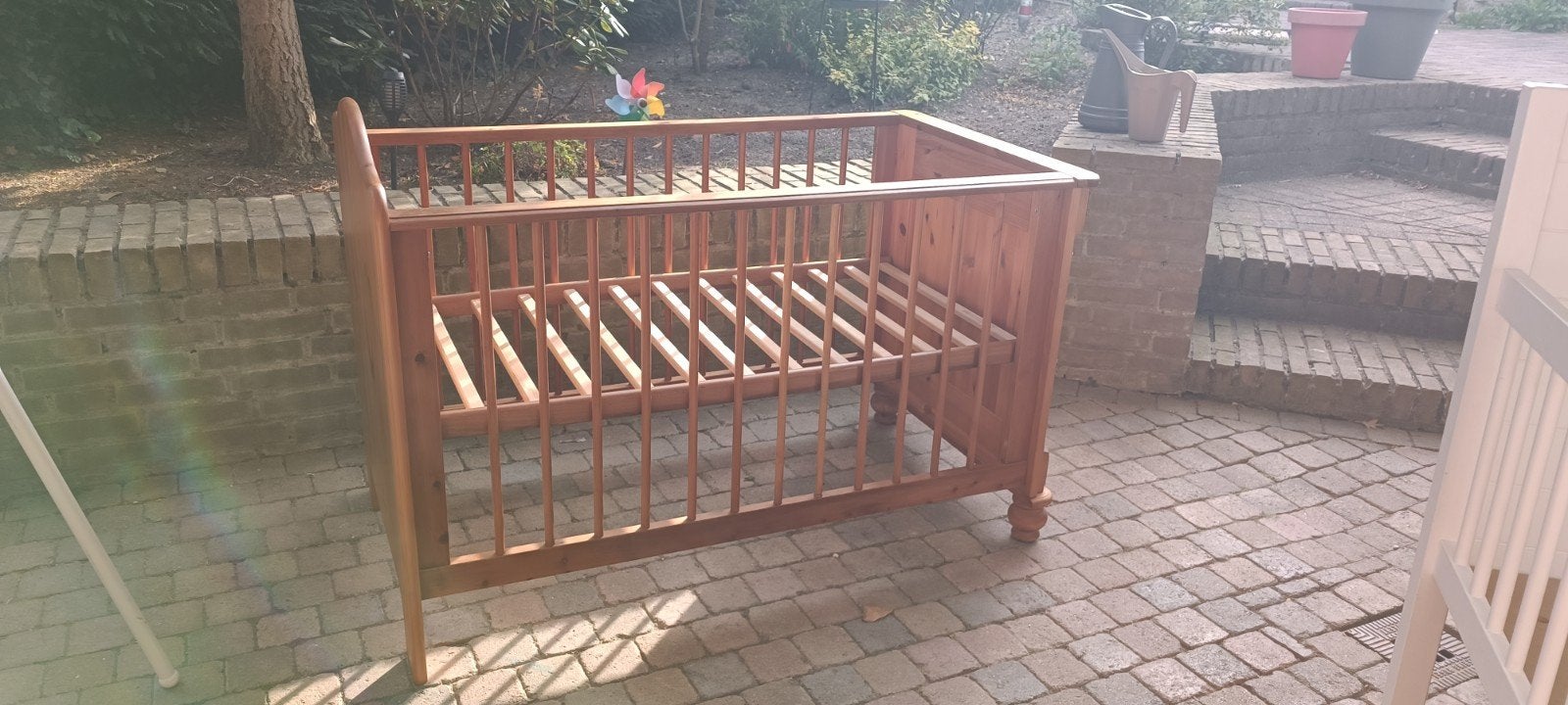 Grenen ledikant met matras en toebehoren, Kinderen en Baby's, Gebruikt, 70 tot 85 cm, Minder dan 140 cm, Ophalen