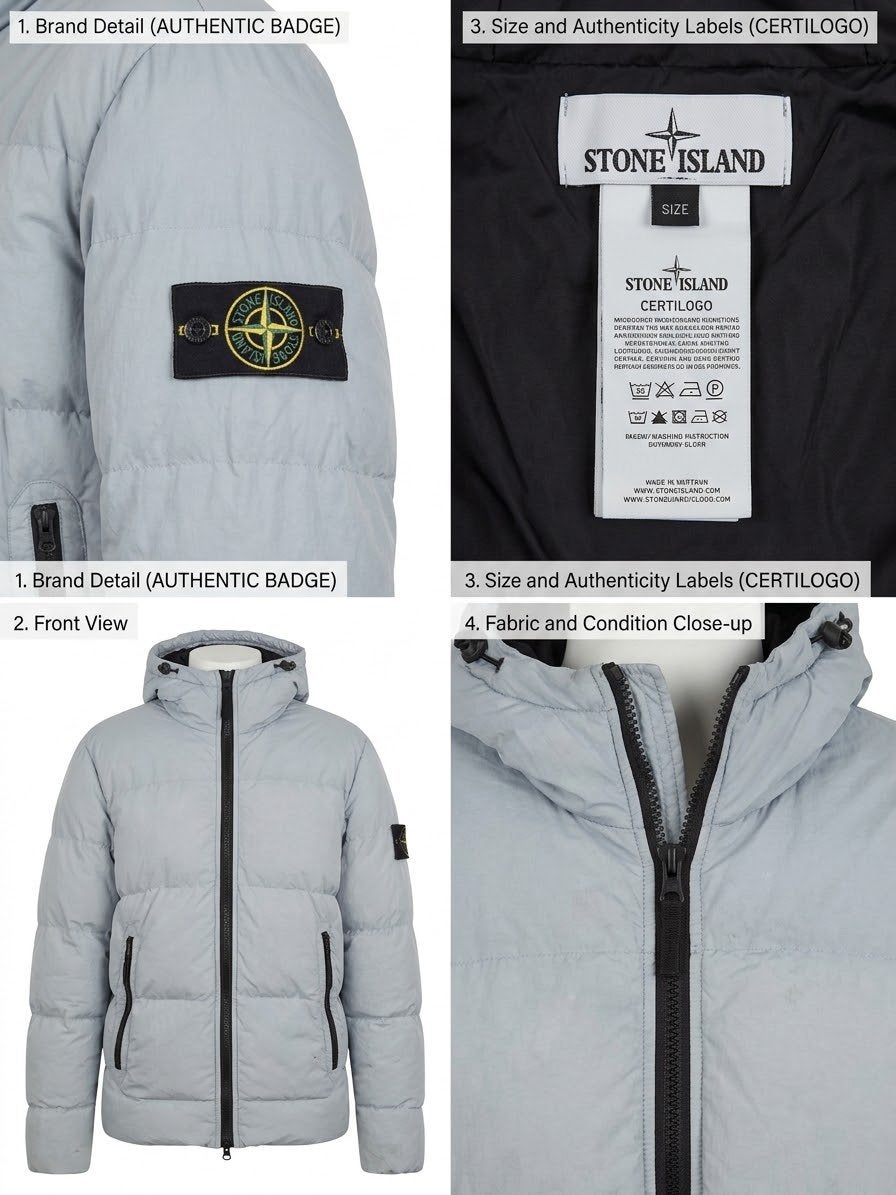 Stone Island Puffer Jas - Lichtblauw, Verzenden, Zo goed als nieuw, Maat 52/54 (L), Blauw