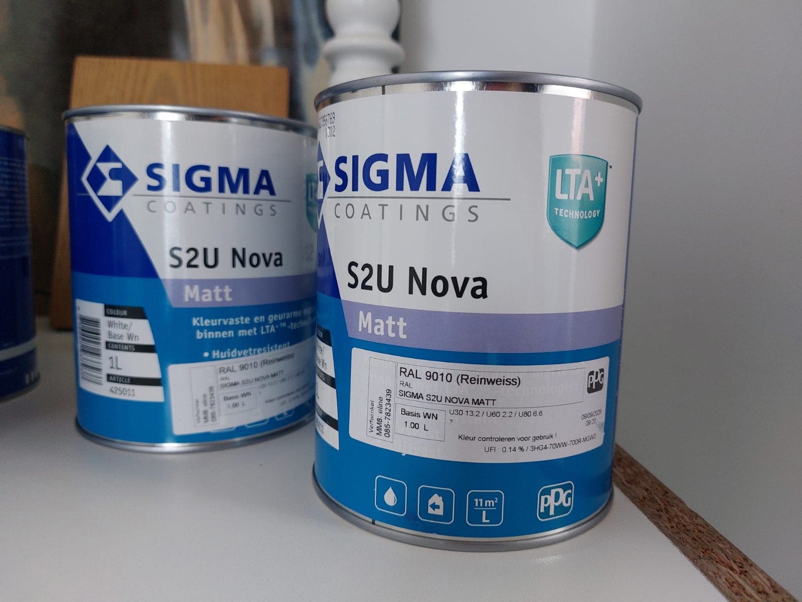 Sigma S2U Nova Matt RAL 9010 (Reinweiss) - 3x 1 liter, Wit, Nieuw, Ophalen of Verzenden, Lak