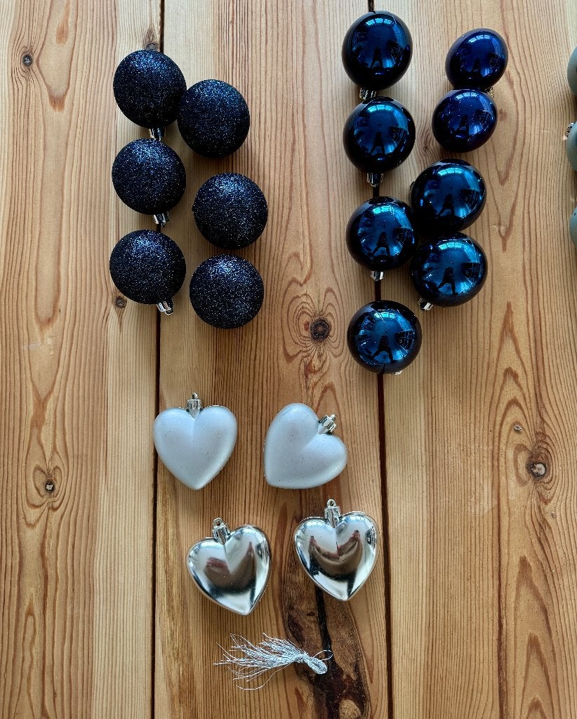 Set van kerstballen + decoratie blauw / zilver, Diversen, Ophalen of Verzenden, Nieuw