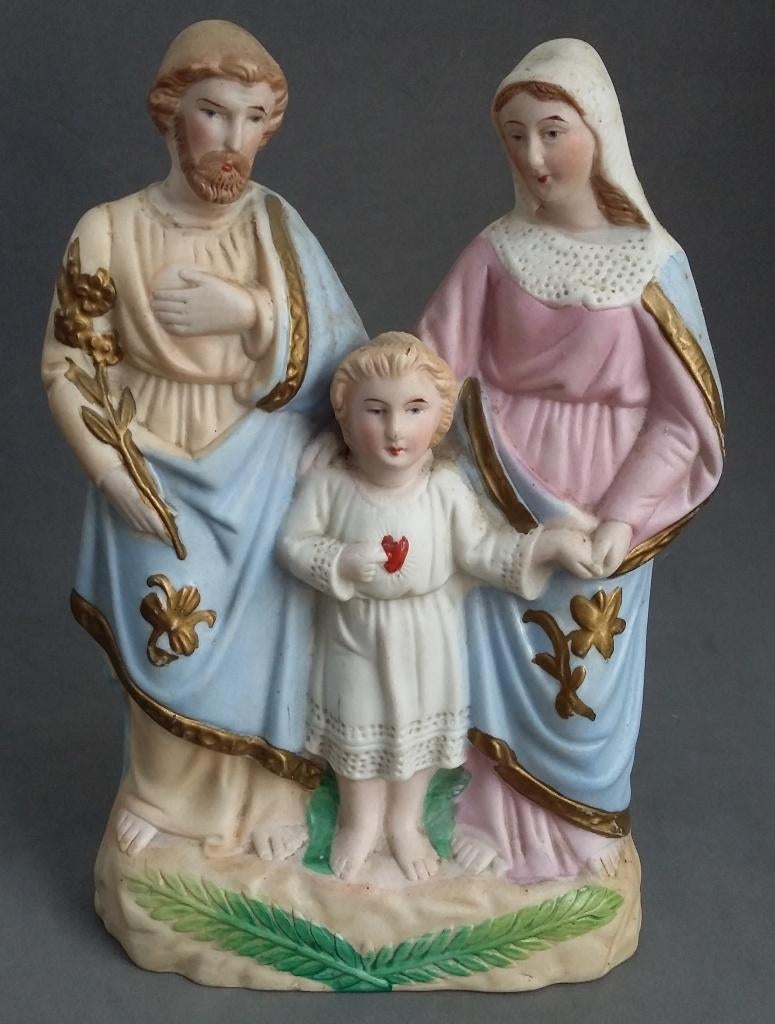 1850-1900 Biscuit Porselein Beeld Sculptuur HEILIGE FAMILIE, Ophalen of Verzenden