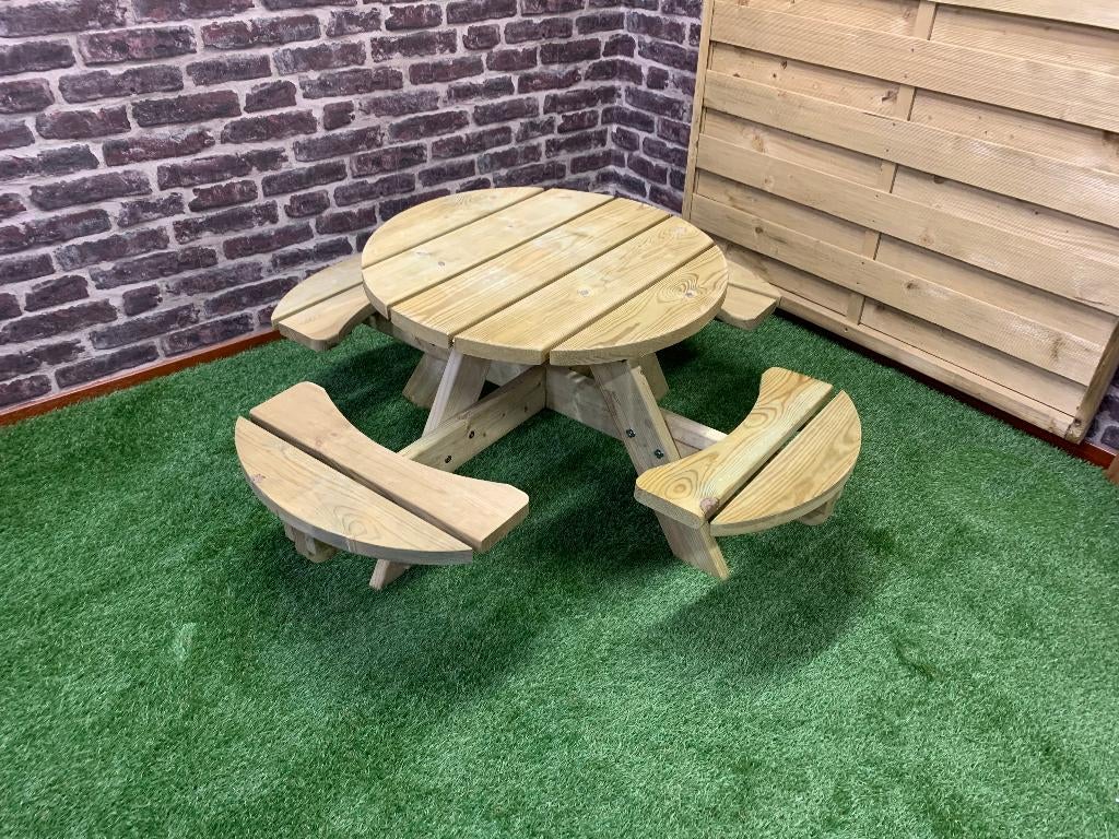 Ronde kinder picknickbank, Tuin en Terras, Picknicktafels, Nieuw, Rond, Hout, Ophalen