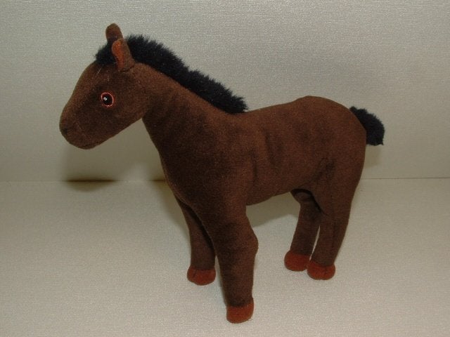 IKEA PAARD MINNEN VELOURS DONKERBRUIN MET BRUINE, Ophalen of Verzenden, Nieuw, Overige typen