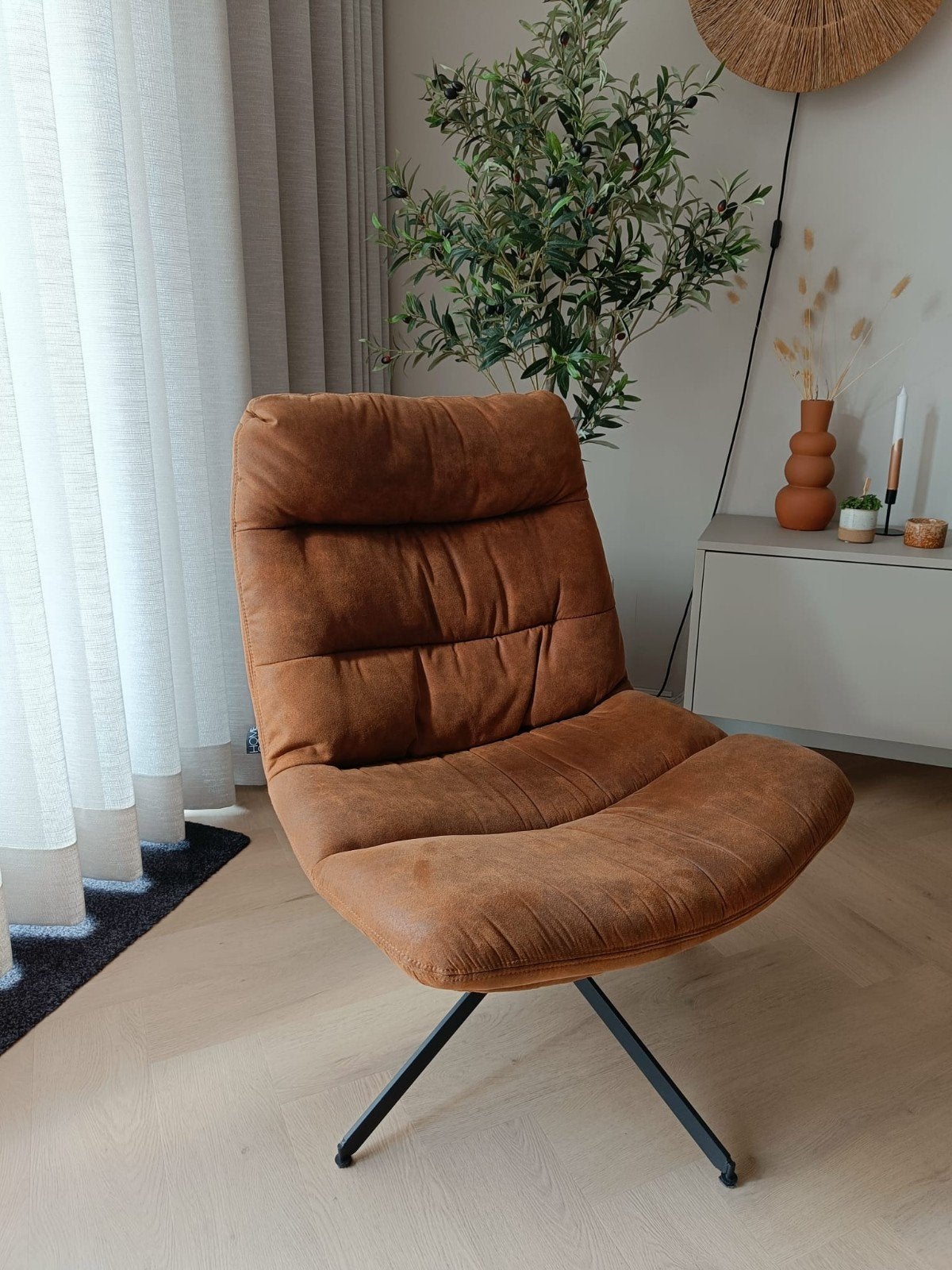 Draaifauteuil cognac, Huis en Inrichting, Fauteuils, Ophalen