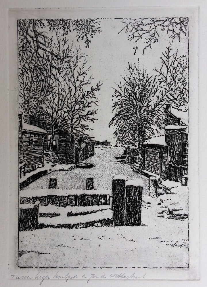 Jan de Wittepadsloot Zaandijk -  Nic de Carpentier, Ophalen of Verzenden, Landschap, Ets, 1900 - 1949