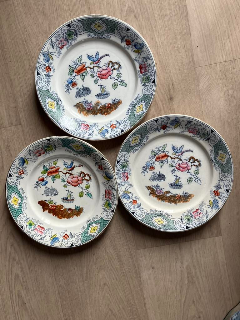 Drie antieke borden Nimy Macao, Antiek en Kunst, Ophalen of Verzenden