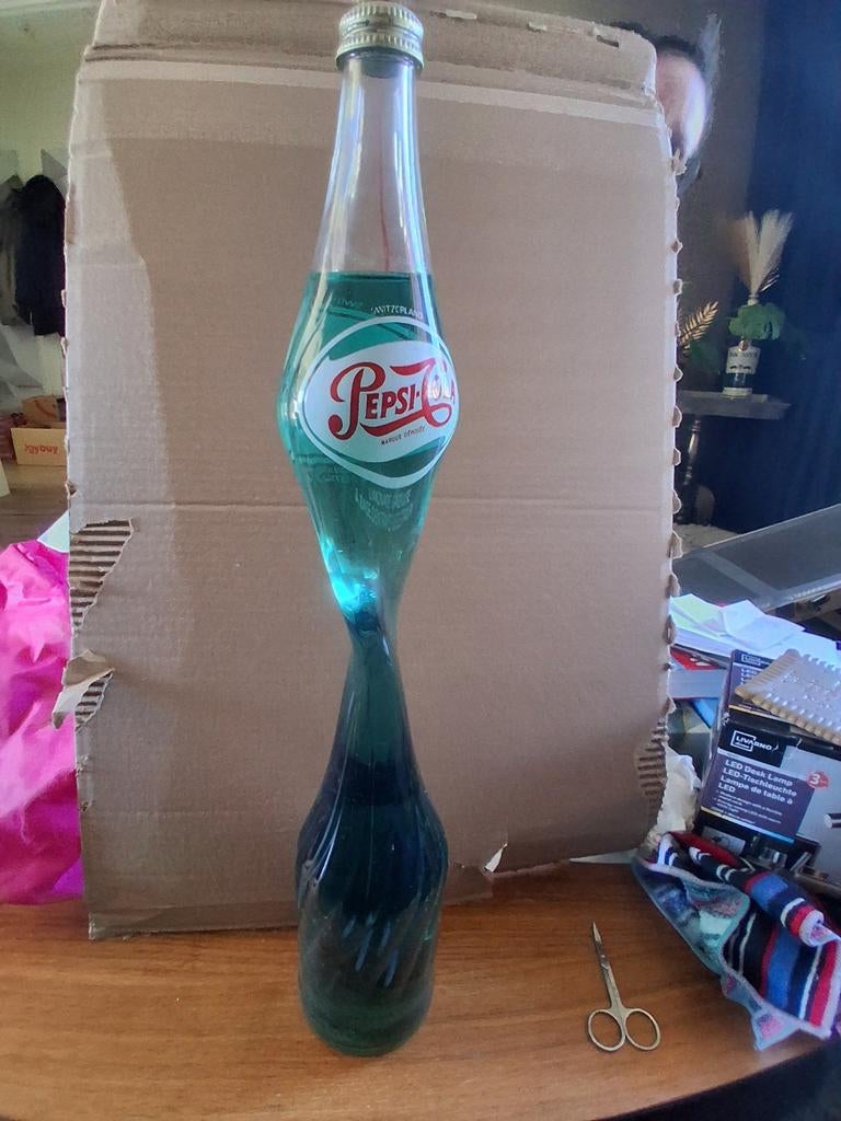 Vintage Pepsi-Cola gazeuse Fles - Uniek Gedraaid Ontwerp, Ophalen of Verzenden
