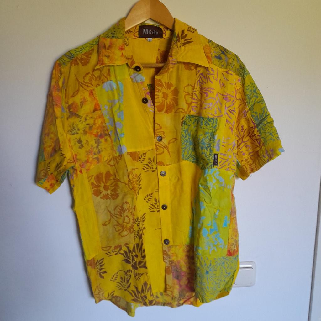 Heart Art overhemd blouse patchwork geel, Geel, Nieuw, Ophalen of Verzenden, Halswijdte 41/42 (L)