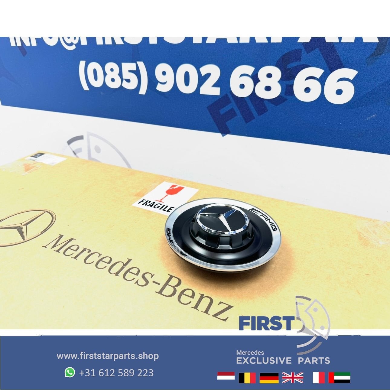 45 63 AMG NAAFKAP ZWART / CHROOM A45S CLA45S C63 E63 GLA45S, Gebruikt, -, Ophalen of Verzenden, -