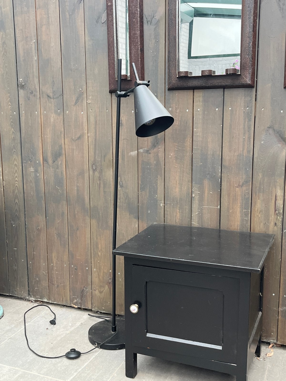 Zwarte vloerlamp - Modern design, Ophalen, Gebruikt, 100 tot 150 cm, E27 (groot)
