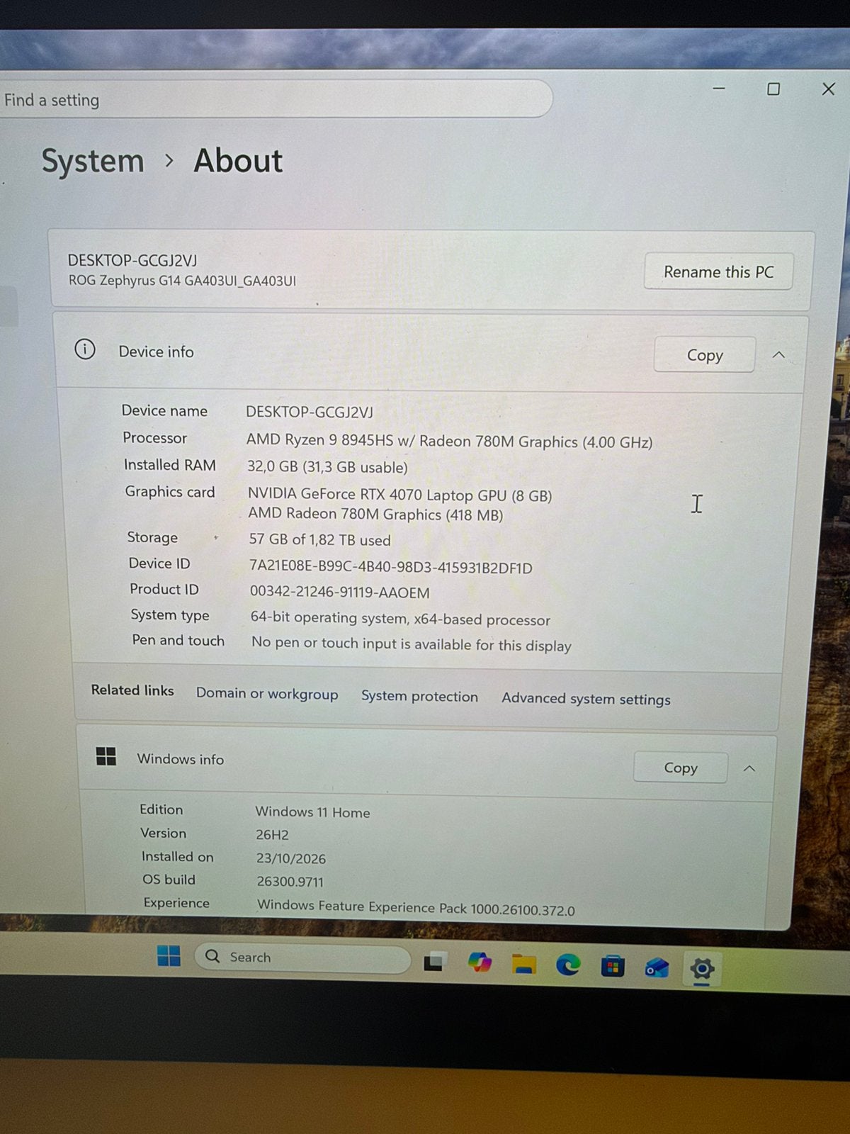ASUS ROG Zephyrus G14 OLED RTX 4070 32GB 2TB Platinum White, Computers en Software, Ophalen, Met videokaart, Asus ROG Zephyrus