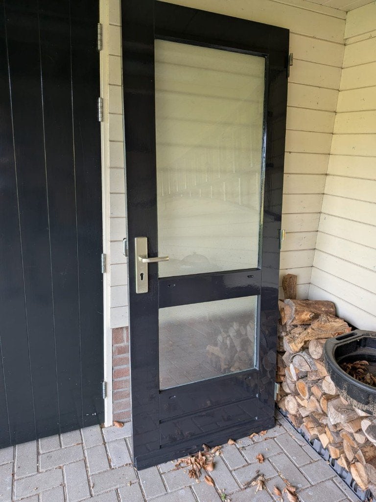 Achterdeur incl glas, slot en deurkruk, Ophalen, Gebruikt, 80 tot 100 cm, Buitendeur