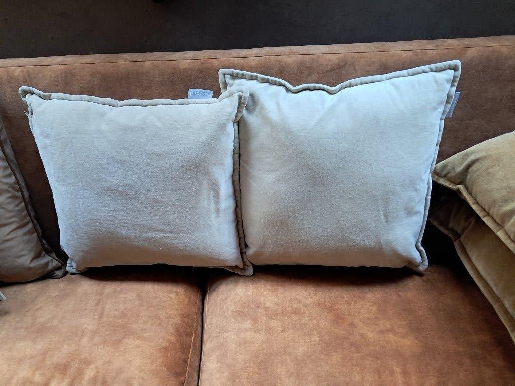 goround INTERIOR Sierkussens Fluweel Beige 2 Stuks  CS27076, Overige merken, Wasbaar, Beige, Vierkant