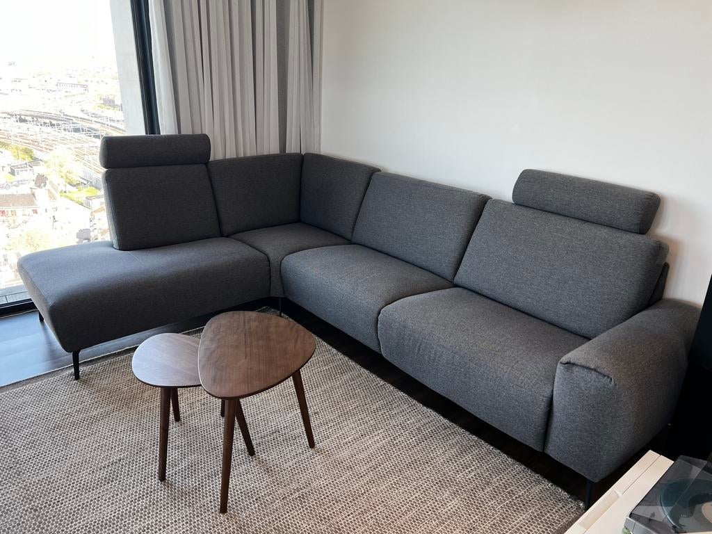 Montèl grijze hoekbank zgan met elektrisch loungegedeelte, Ophalen, Hoekbank, 300 cm of meer, Zo goed als nieuw
