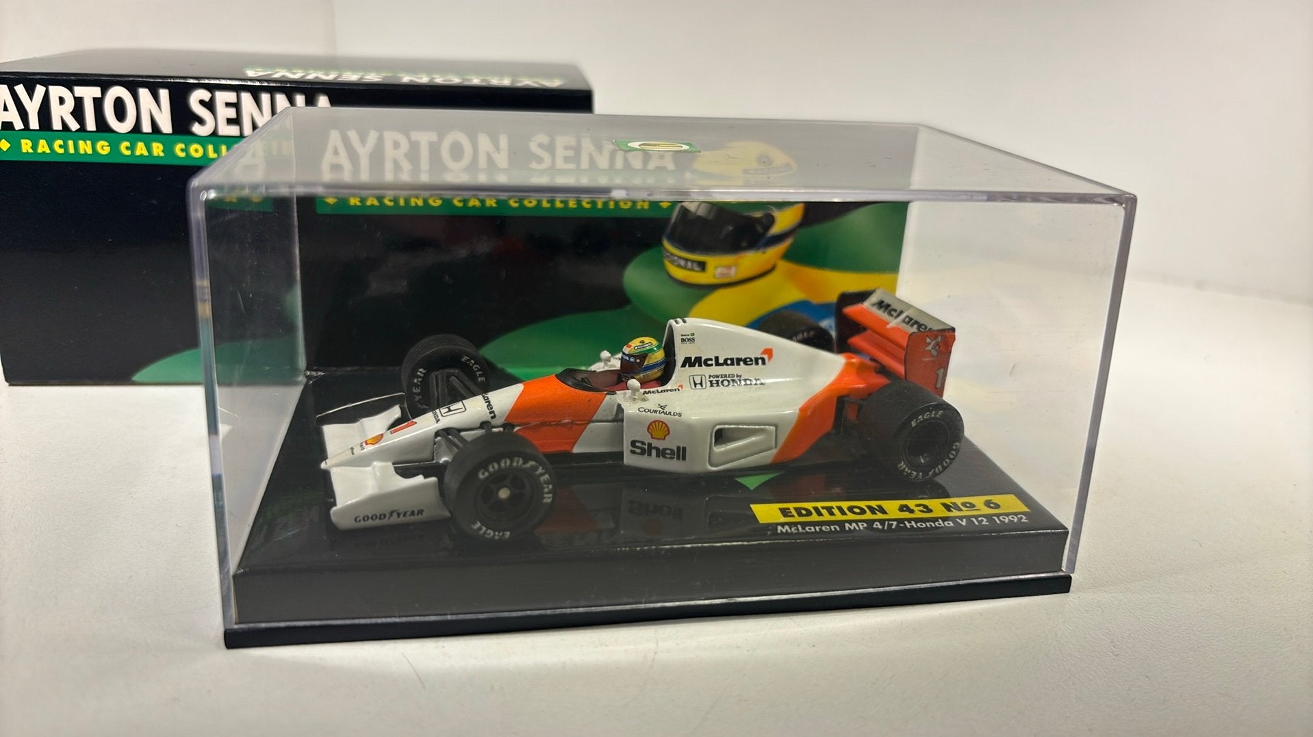 F1 McLaren mp4/7 honda 1992 ayrton senna minichamps 1.43, Hobby en Vrije tijd, Modelauto's | 1:43, Auto, Ophalen of Verzenden