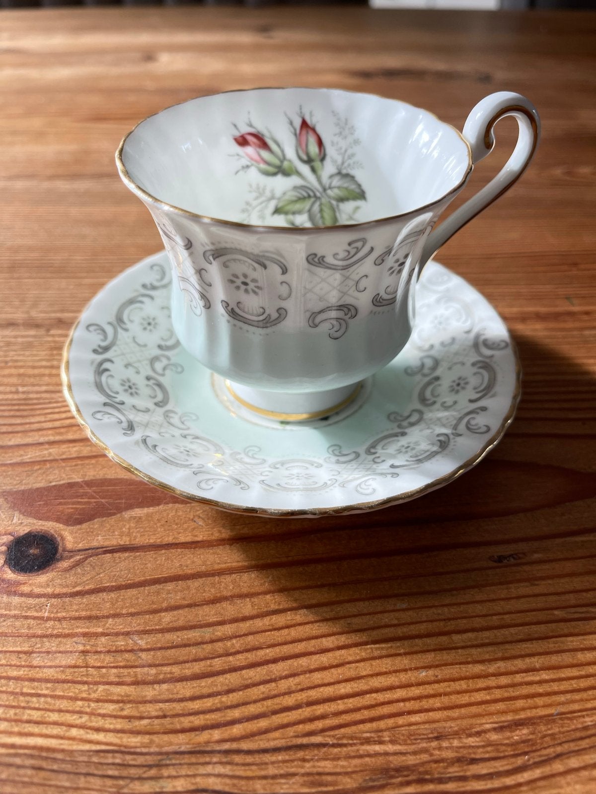 Paragon Double Warrant mintgroen kop schotel China vintage, Antiek en Kunst, Ophalen of Verzenden
