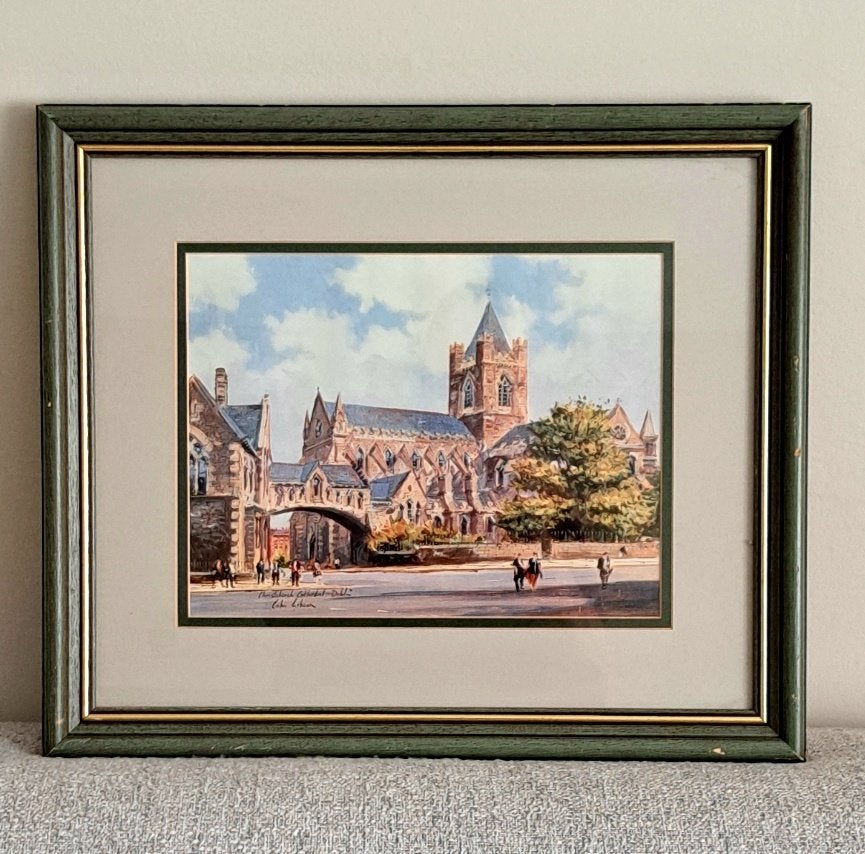 Ingelijste Kunstdruk - Christ Churg Cathedral-  Dublin -1975, Antiek en Kunst, Kunst | Schilderijen | Klassiek, Ophalen of Verzenden