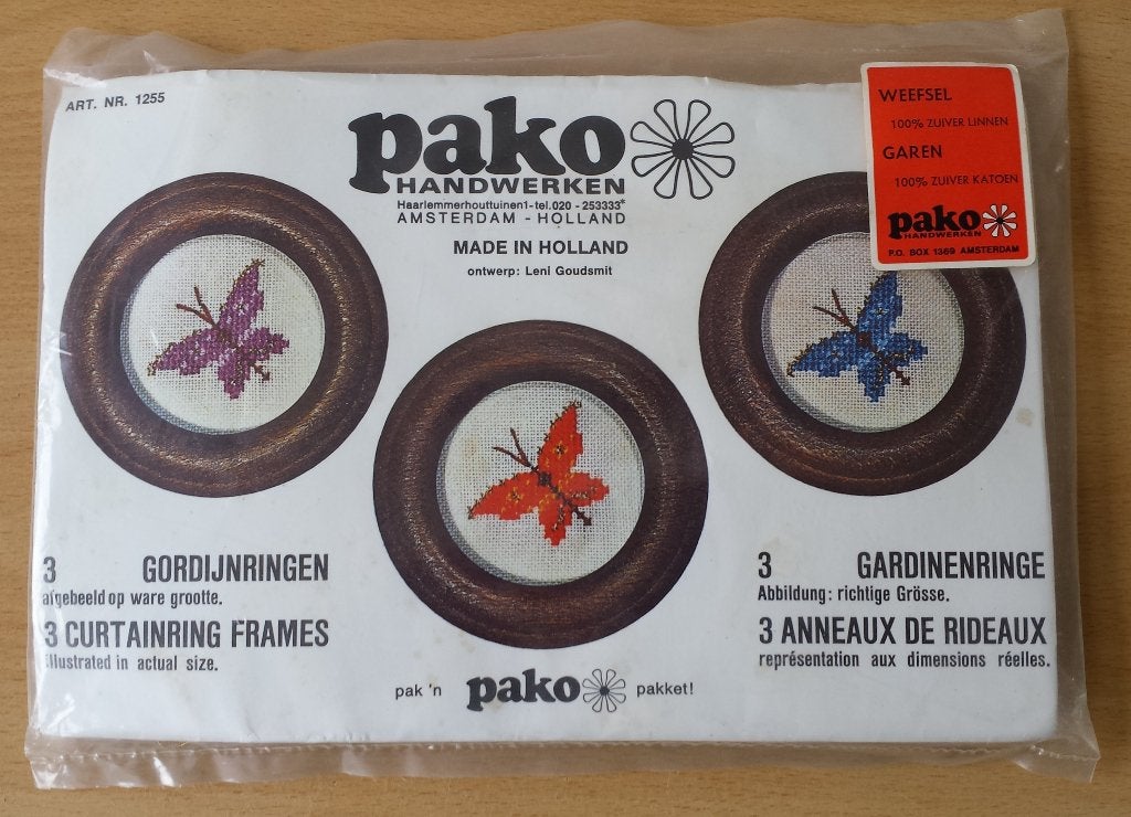 3 Vlinders Pakket met Gordijnringen - Pako - jaren 70, Pako, Nieuw, Ophalen of Verzenden, Handborduren