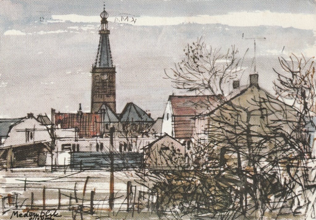 MEDEMBLIK Panorama met N. H. Kerk, Verzamelen, Ansichtkaarten | Nederland, Verzenden, 1960 tot 1980, Gelopen, Noord-Holland