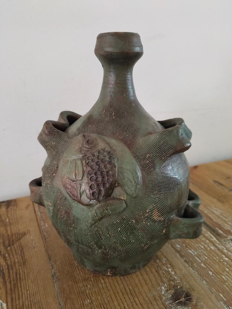 Antieke kruik met vis en crab, Ophalen of Verzenden