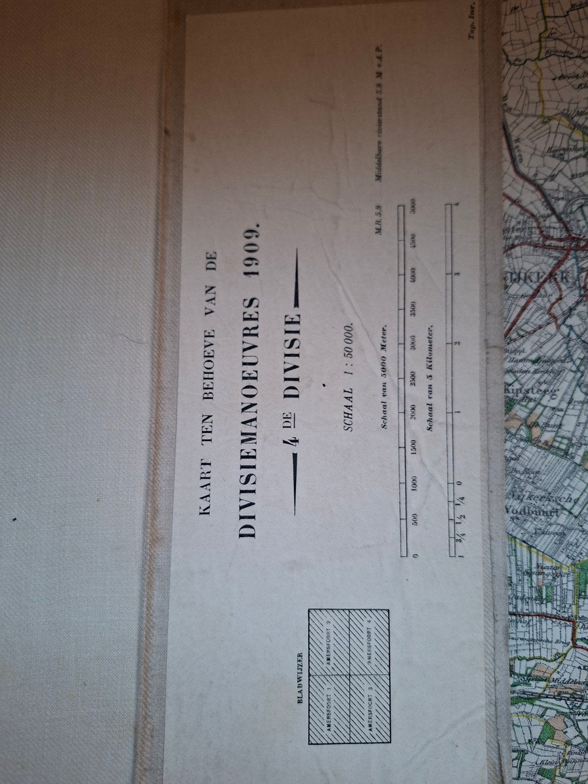Historische Landkaart Nederland 1909 - Divisiemanoeuvres, Landkaart, 1800 tot 2000, Nederland, Ophalen