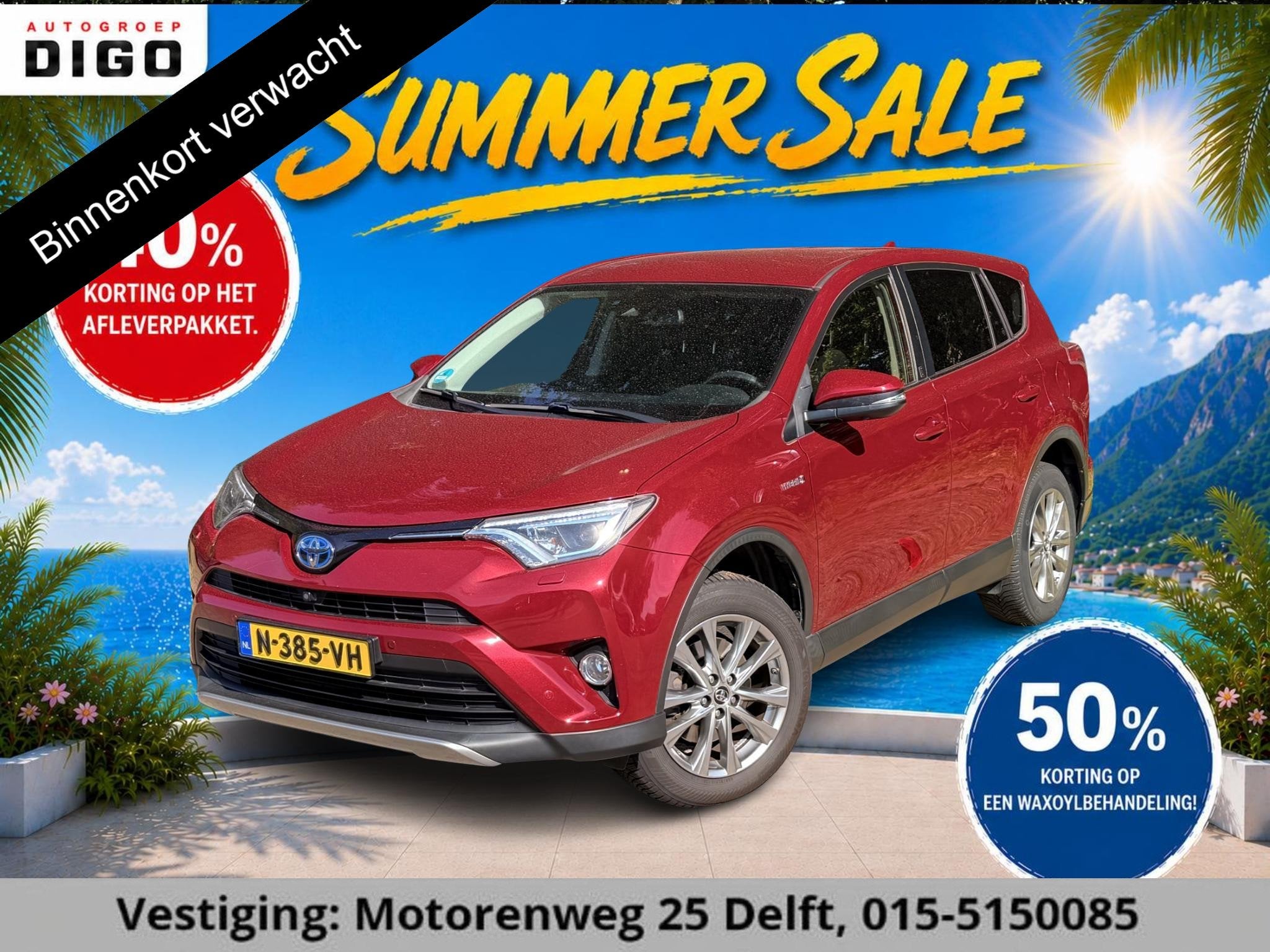 Toyota RAV4 2.5 HYBRID AWD DYNAMIC GARANTIE 4-2029! TREKHAAK, Auto's, Toyota, Automaat, Stof, Gebruikt, Euro 6