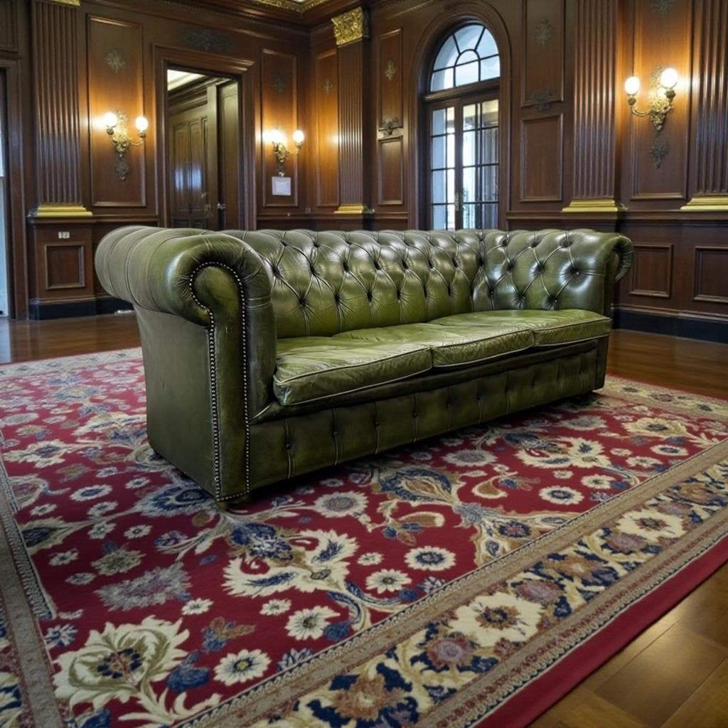 vintage antiekgroene leren chesterfield / zetel / canapé, Ophalen