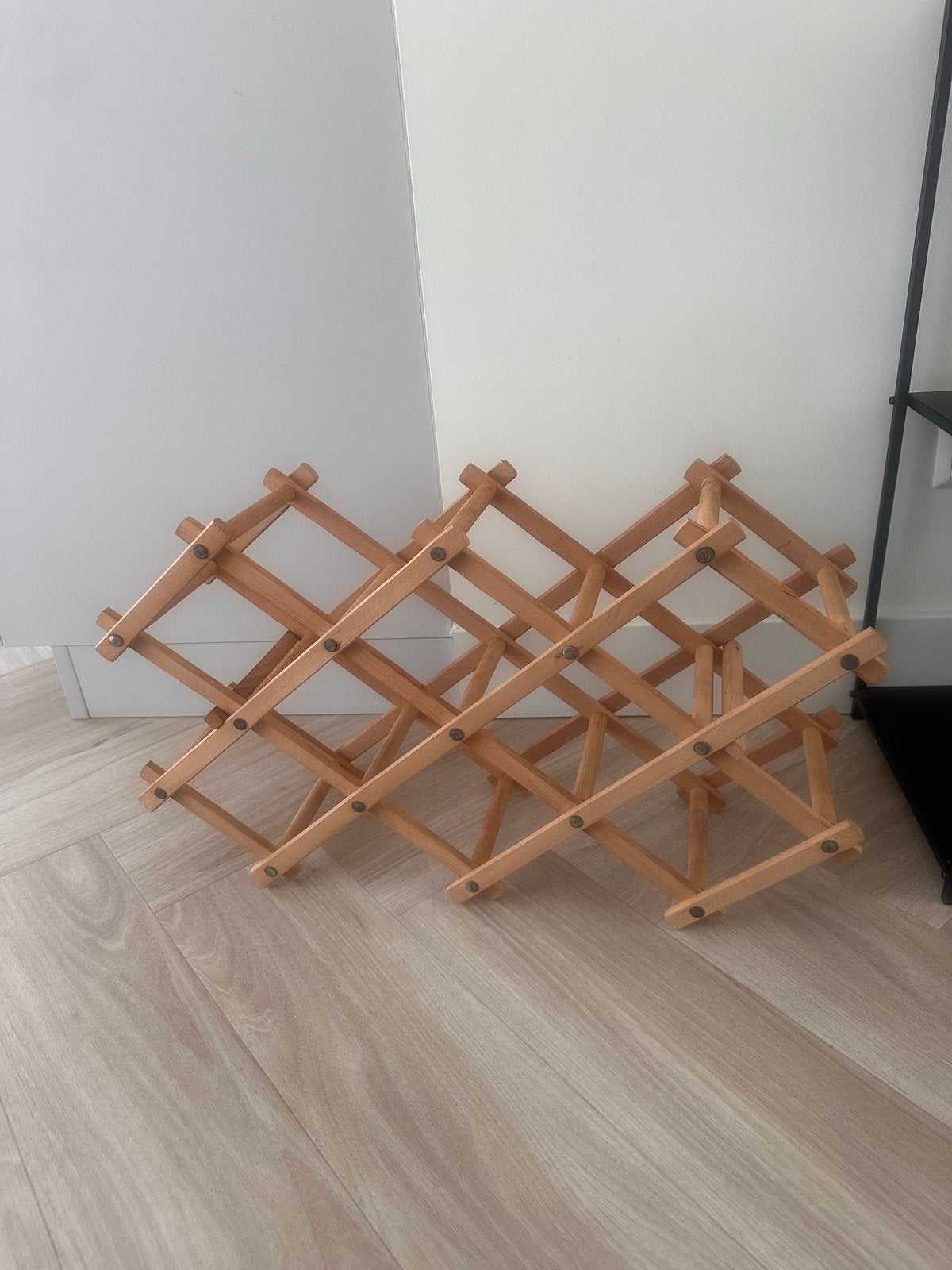 Vintage Houten Wijnrek - Uitschuifbaar & Opvouwbaar, Gebruikt, 5 tot 15 flessen, Ophalen of Verzenden, Minder dan 50 cm